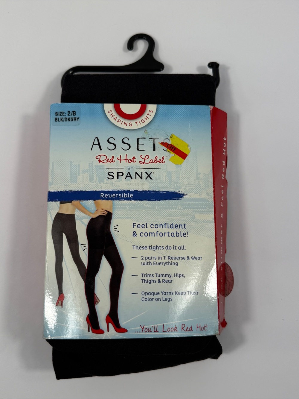 SPANX Assets Red Hot Label Reversible Shaping Tights Black Dark Grey Size 2 B
